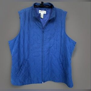 Orvis Womens Quilted Vest Blue Full Zip Outdoors Hiking Camping  Pockets Size XL